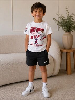 Youth White Graphic 'MVP' Baseball Tee Shohei Ohtani S6/7  Anaheim Angels NWT